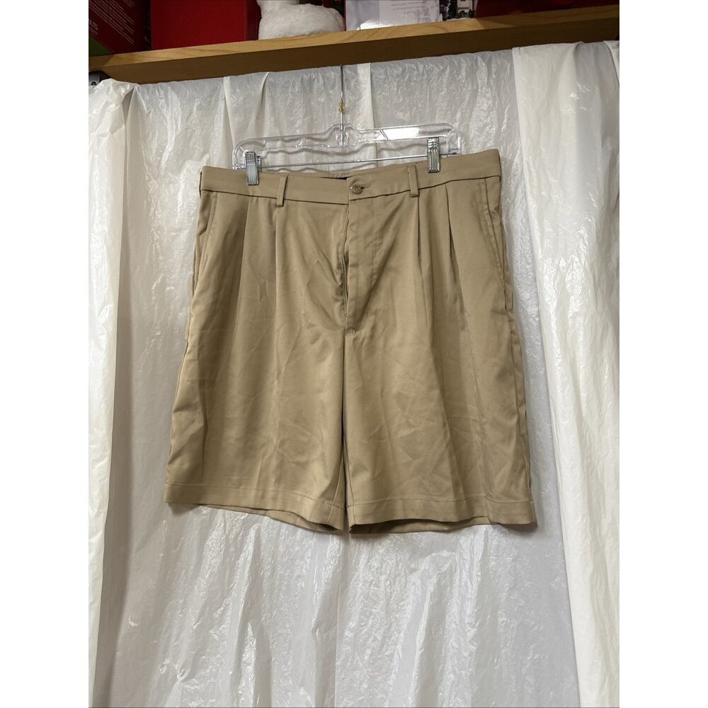 Pro Tour CoolPlay Men's Golf Shorts 36 Beige Performance Regular Fit Flat Front